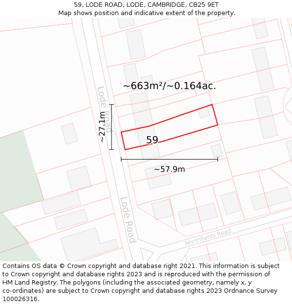 59, LODE ROAD, LODE, CAMBRIDGE, CB25 9ET: Plot and title map
