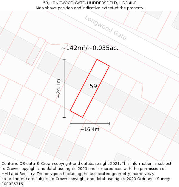 59, LONGWOOD GATE, HUDDERSFIELD, HD3 4UP: Plot and title map