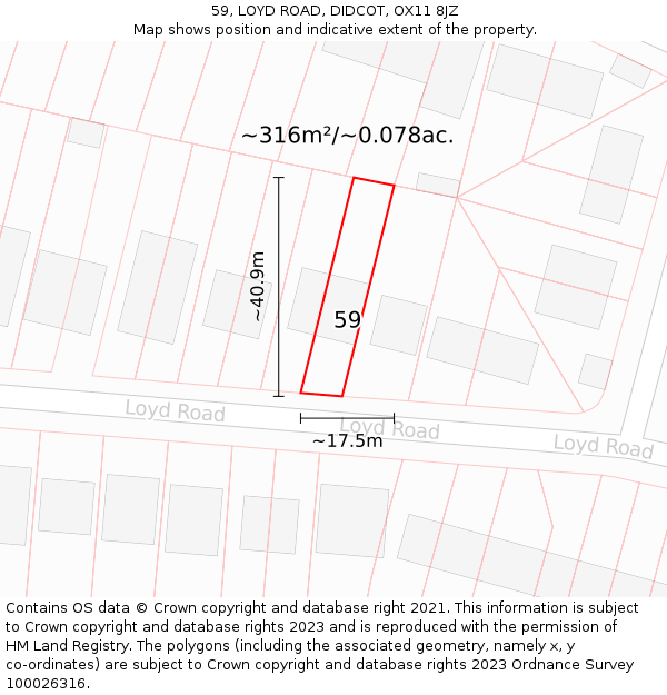 59, LOYD ROAD, DIDCOT, OX11 8JZ: Plot and title map