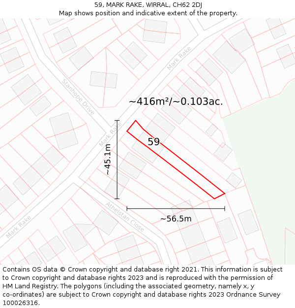 59, MARK RAKE, WIRRAL, CH62 2DJ: Plot and title map