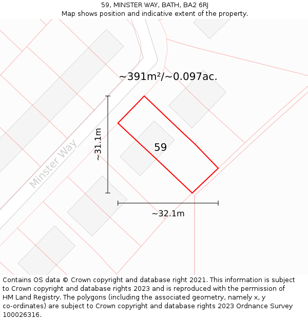 59, MINSTER WAY, BATH, BA2 6RJ: Plot and title map