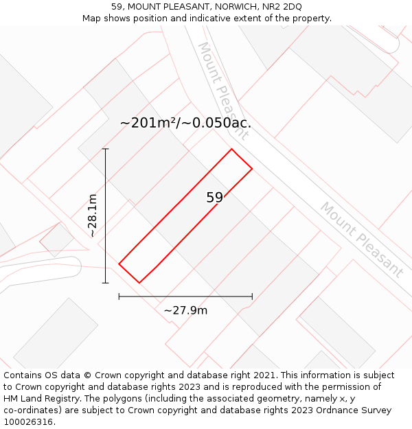 59, MOUNT PLEASANT, NORWICH, NR2 2DQ: Plot and title map
