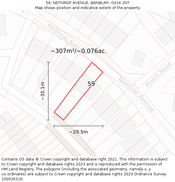 59, NEITHROP AVENUE, BANBURY, OX16 2NT: Plot and title map