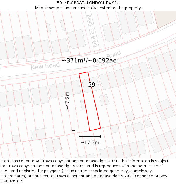 59, NEW ROAD, LONDON, E4 9EU: Plot and title map