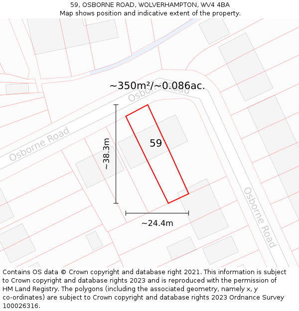 59, OSBORNE ROAD, WOLVERHAMPTON, WV4 4BA: Plot and title map
