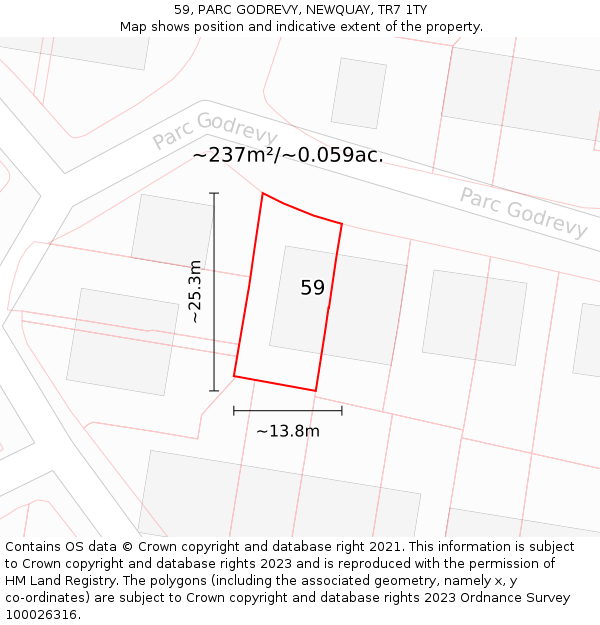 59, PARC GODREVY, NEWQUAY, TR7 1TY: Plot and title map