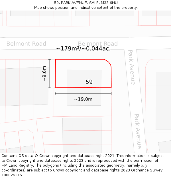 59, PARK AVENUE, SALE, M33 6HU: Plot and title map