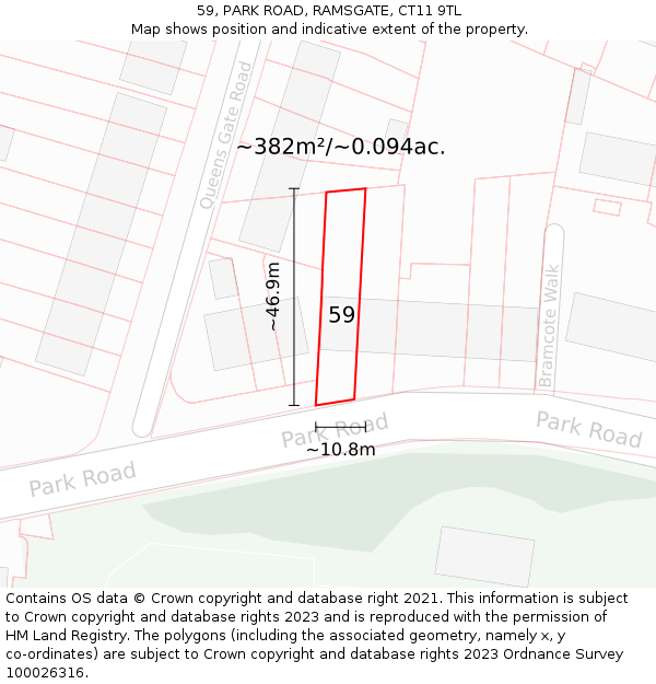 59, PARK ROAD, RAMSGATE, CT11 9TL: Plot and title map