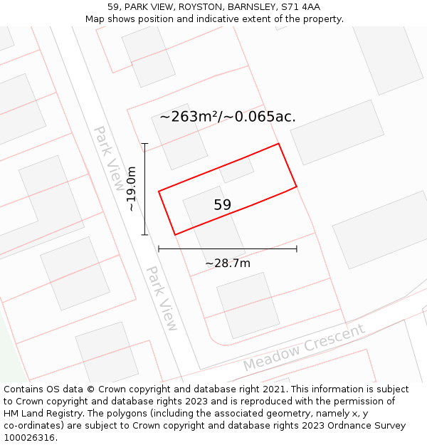 59, PARK VIEW, ROYSTON, BARNSLEY, S71 4AA: Plot and title map