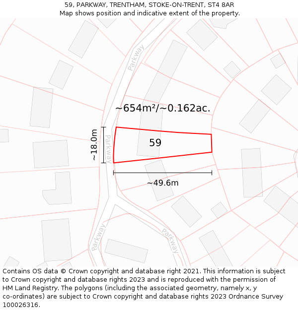 59, PARKWAY, TRENTHAM, STOKE-ON-TRENT, ST4 8AR: Plot and title map