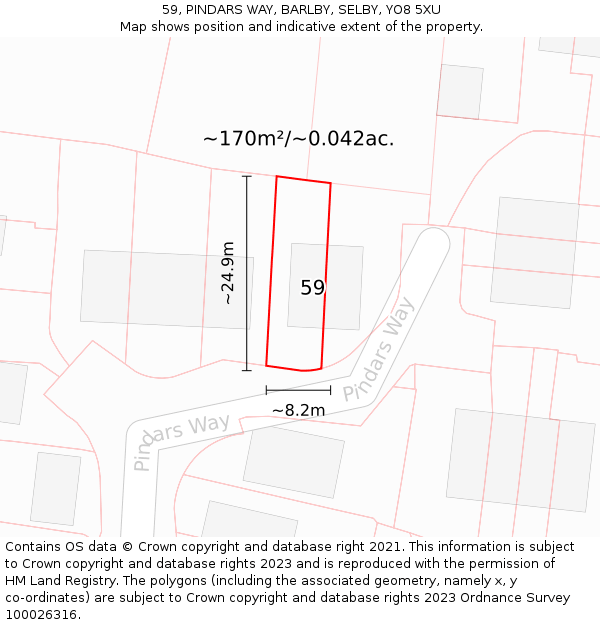 59, PINDARS WAY, BARLBY, SELBY, YO8 5XU: Plot and title map