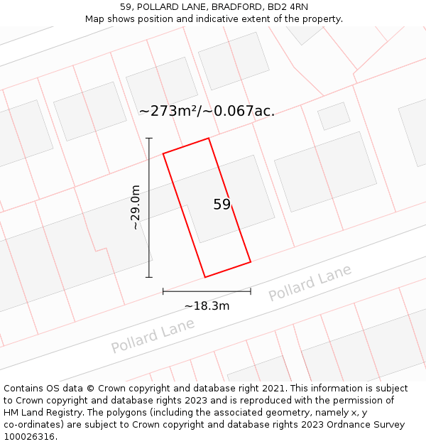 59, POLLARD LANE, BRADFORD, BD2 4RN: Plot and title map