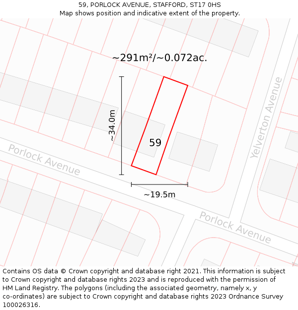 59, PORLOCK AVENUE, STAFFORD, ST17 0HS: Plot and title map