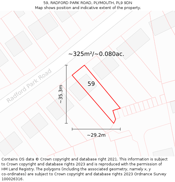 59, RADFORD PARK ROAD, PLYMOUTH, PL9 9DN: Plot and title map