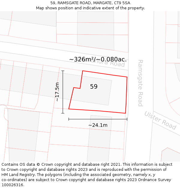 59, RAMSGATE ROAD, MARGATE, CT9 5SA: Plot and title map