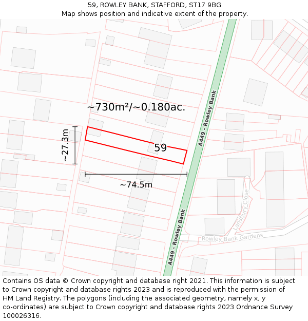 59, ROWLEY BANK, STAFFORD, ST17 9BG: Plot and title map