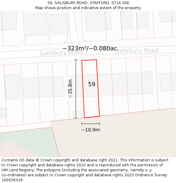 59, SALISBURY ROAD, STAFFORD, ST16 3SE: Plot and title map