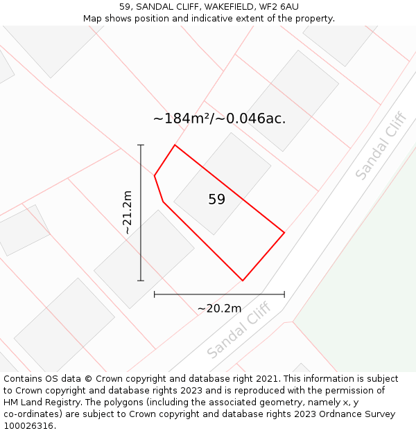 59, SANDAL CLIFF, WAKEFIELD, WF2 6AU: Plot and title map