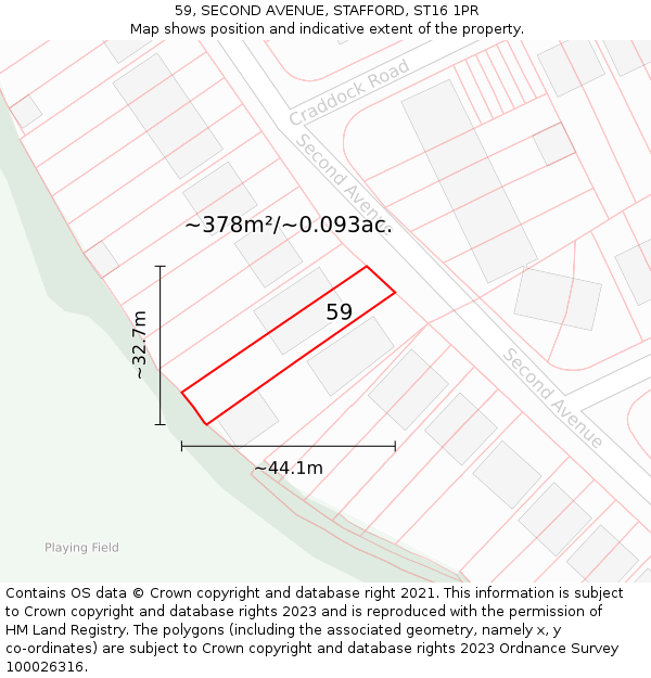 59, SECOND AVENUE, STAFFORD, ST16 1PR: Plot and title map