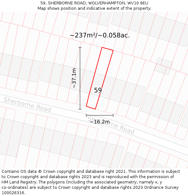 59, SHERBORNE ROAD, WOLVERHAMPTON, WV10 9EU: Plot and title map