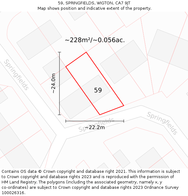59, SPRINGFIELDS, WIGTON, CA7 9JT: Plot and title map