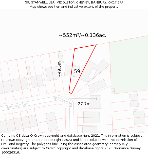 59, STANWELL LEA, MIDDLETON CHENEY, BANBURY, OX17 2RF: Plot and title map