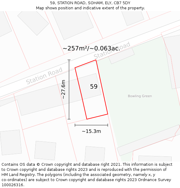 59, STATION ROAD, SOHAM, ELY, CB7 5DY: Plot and title map