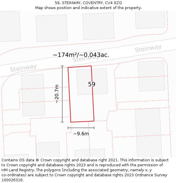 59, STEINWAY, COVENTRY, CV4 9ZG: Plot and title map