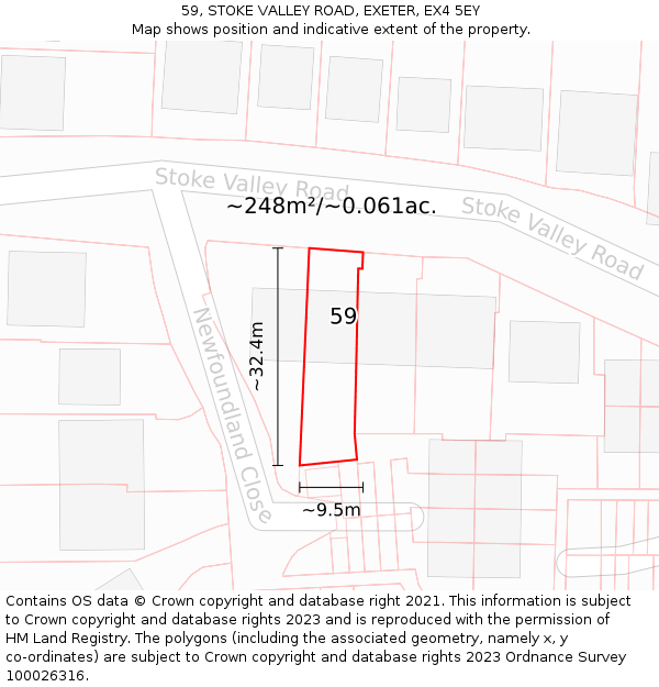 59, STOKE VALLEY ROAD, EXETER, EX4 5EY: Plot and title map