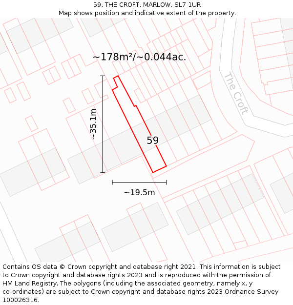 59, THE CROFT, MARLOW, SL7 1UR: Plot and title map