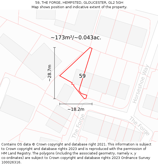 59, THE FORGE, HEMPSTED, GLOUCESTER, GL2 5GH: Plot and title map
