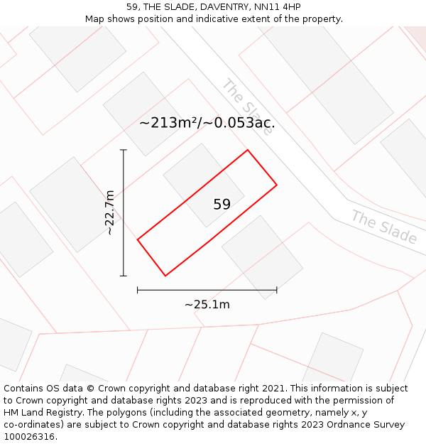 59, THE SLADE, DAVENTRY, NN11 4HP: Plot and title map