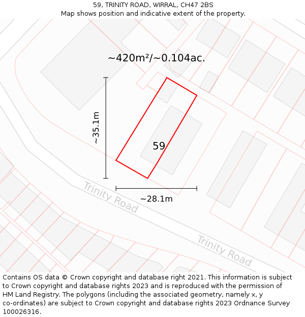 59, TRINITY ROAD, WIRRAL, CH47 2BS: Plot and title map