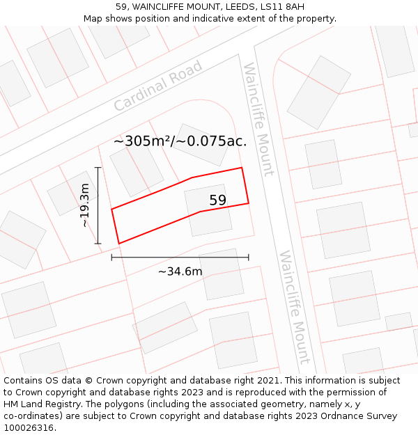 59, WAINCLIFFE MOUNT, LEEDS, LS11 8AH: Plot and title map