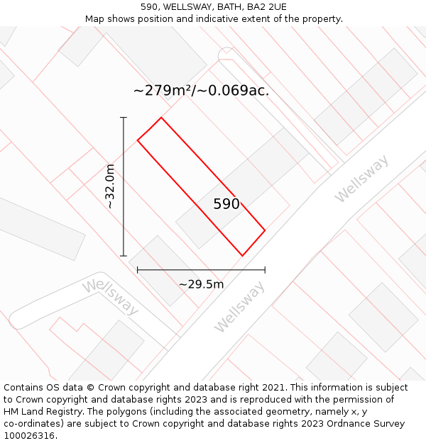 590, WELLSWAY, BATH, BA2 2UE: Plot and title map