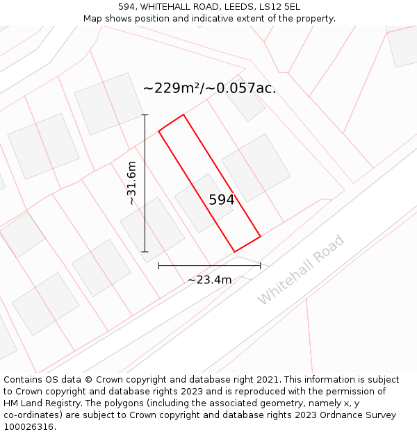 594, WHITEHALL ROAD, LEEDS, LS12 5EL: Plot and title map