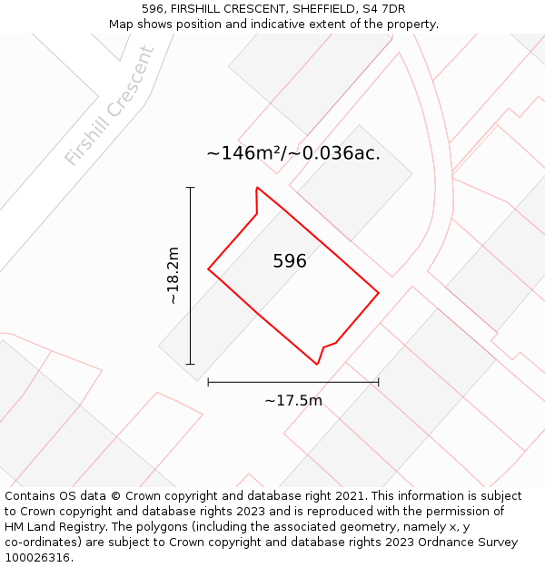 596, FIRSHILL CRESCENT, SHEFFIELD, S4 7DR: Plot and title map