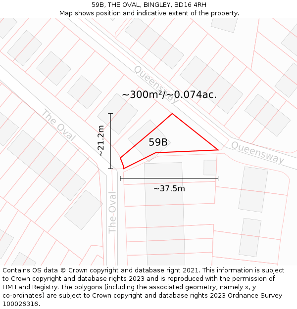 59B, THE OVAL, BINGLEY, BD16 4RH: Plot and title map