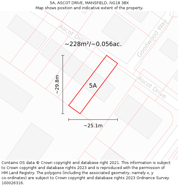 5A, ASCOT DRIVE, MANSFIELD, NG18 3BX: Plot and title map