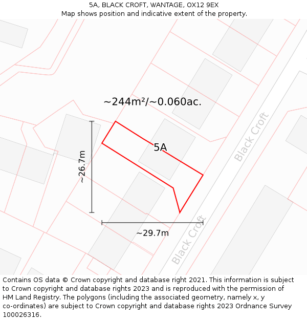 5A, BLACK CROFT, WANTAGE, OX12 9EX: Plot and title map