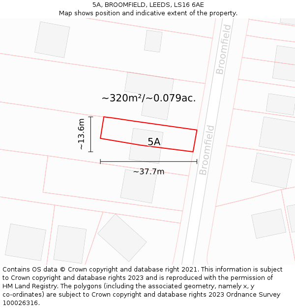 5A, BROOMFIELD, LEEDS, LS16 6AE: Plot and title map