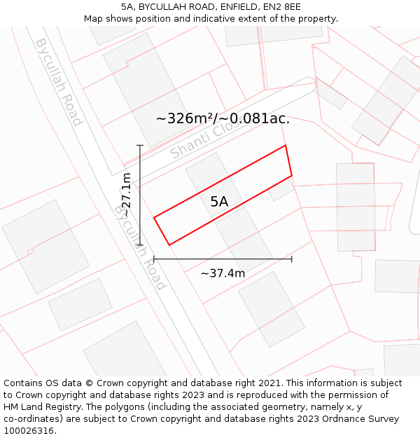 5A, BYCULLAH ROAD, ENFIELD, EN2 8EE: Plot and title map