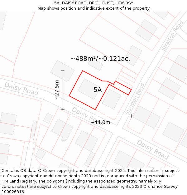 5A, DAISY ROAD, BRIGHOUSE, HD6 3SY: Plot and title map