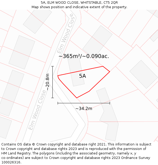 5A, ELM WOOD CLOSE, WHITSTABLE, CT5 2QR: Plot and title map