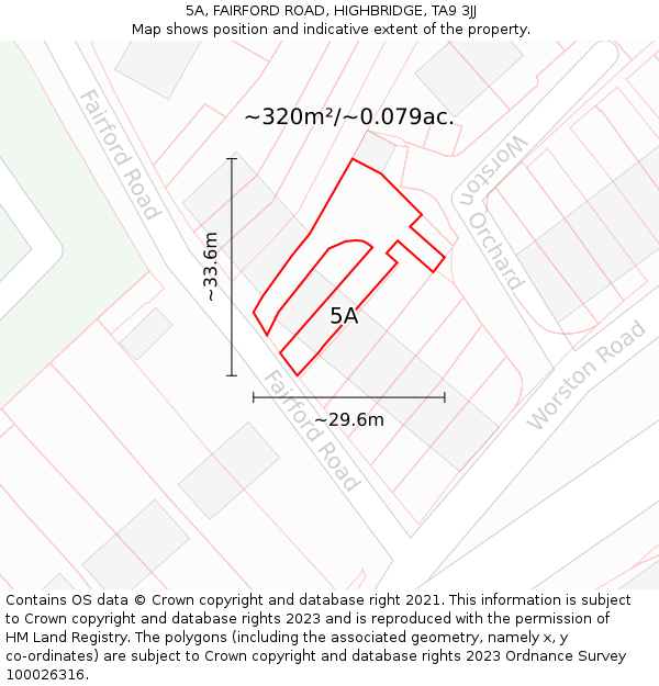 5A, FAIRFORD ROAD, HIGHBRIDGE, TA9 3JJ: Plot and title map