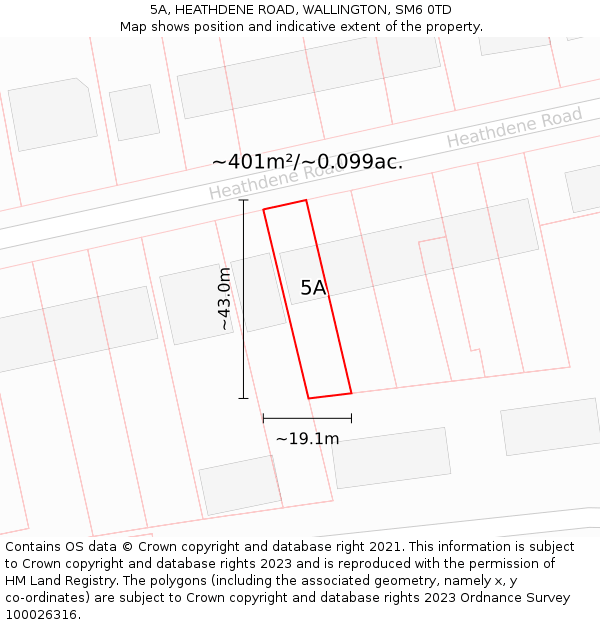 5A, HEATHDENE ROAD, WALLINGTON, SM6 0TD: Plot and title map