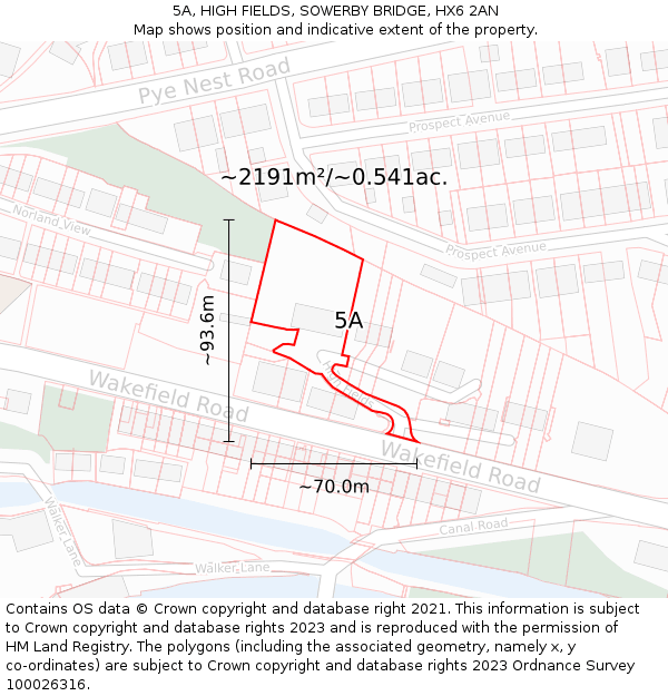 5A, HIGH FIELDS, SOWERBY BRIDGE, HX6 2AN: Plot and title map