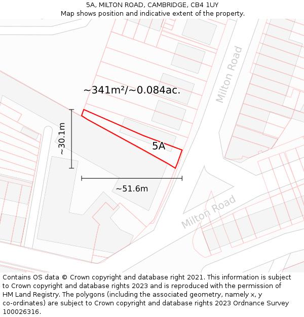 5A, MILTON ROAD, CAMBRIDGE, CB4 1UY: Plot and title map