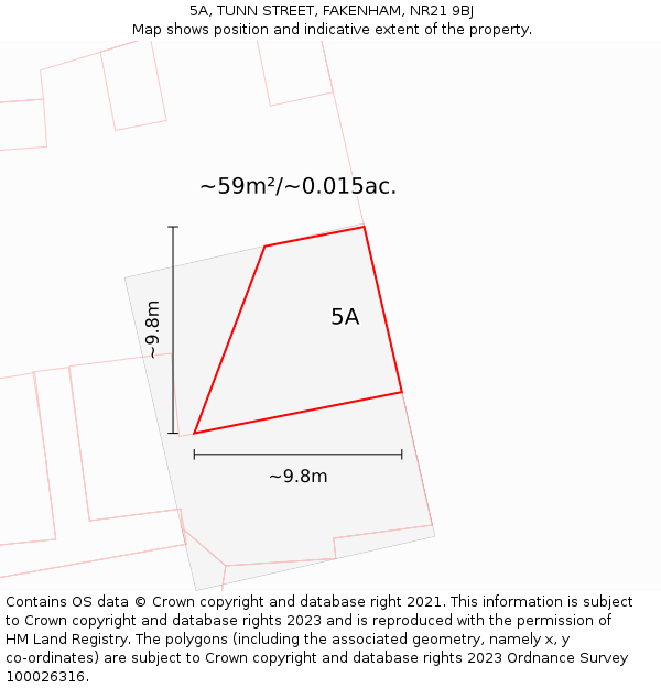 5A, TUNN STREET, FAKENHAM, NR21 9BJ: Plot and title map