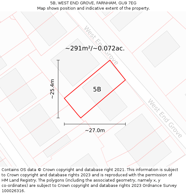 5B, WEST END GROVE, FARNHAM, GU9 7EG: Plot and title map